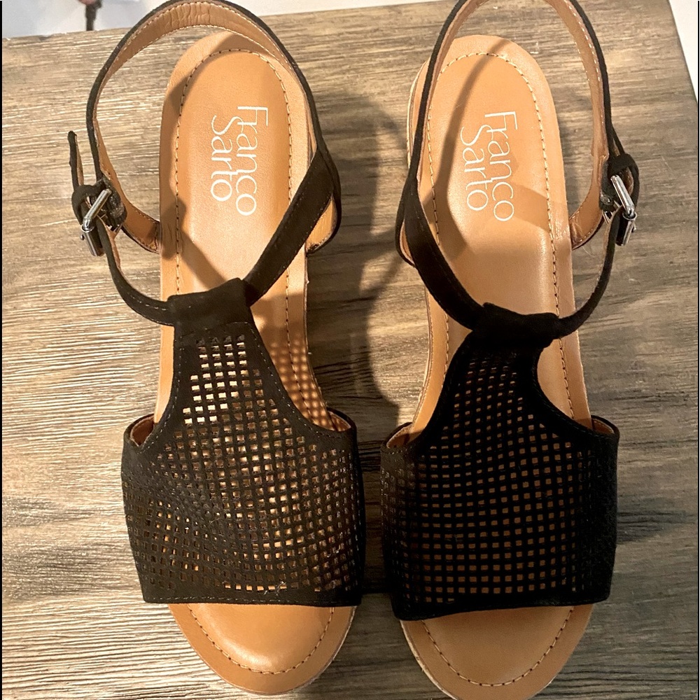 Never worn black wedge heels , size 8M